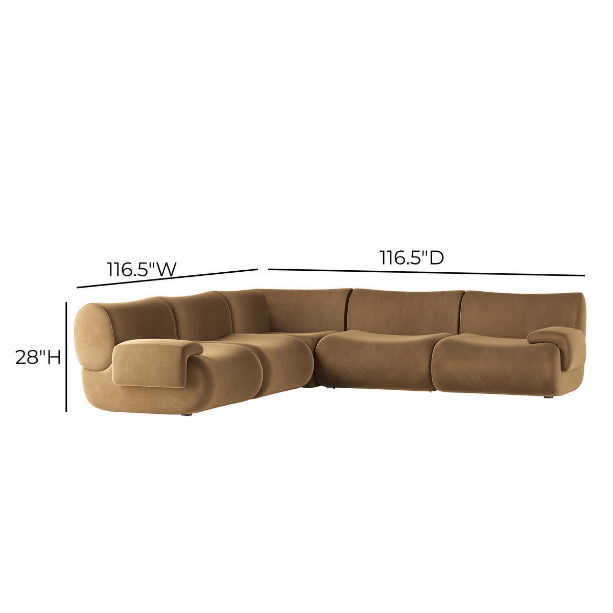 Zenith 5 Piece Latte Brown Performance Velvet Modular L Sectional - Image 5