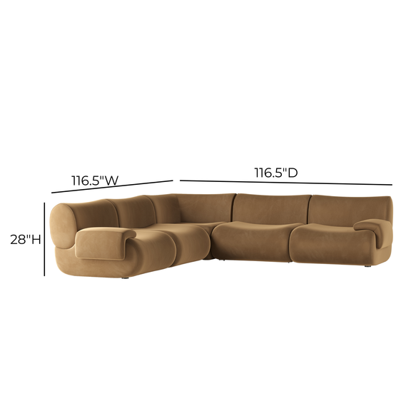 Zenith 5 Piece Latte Brown Performance Velvet Modular L Sectional - Image 5