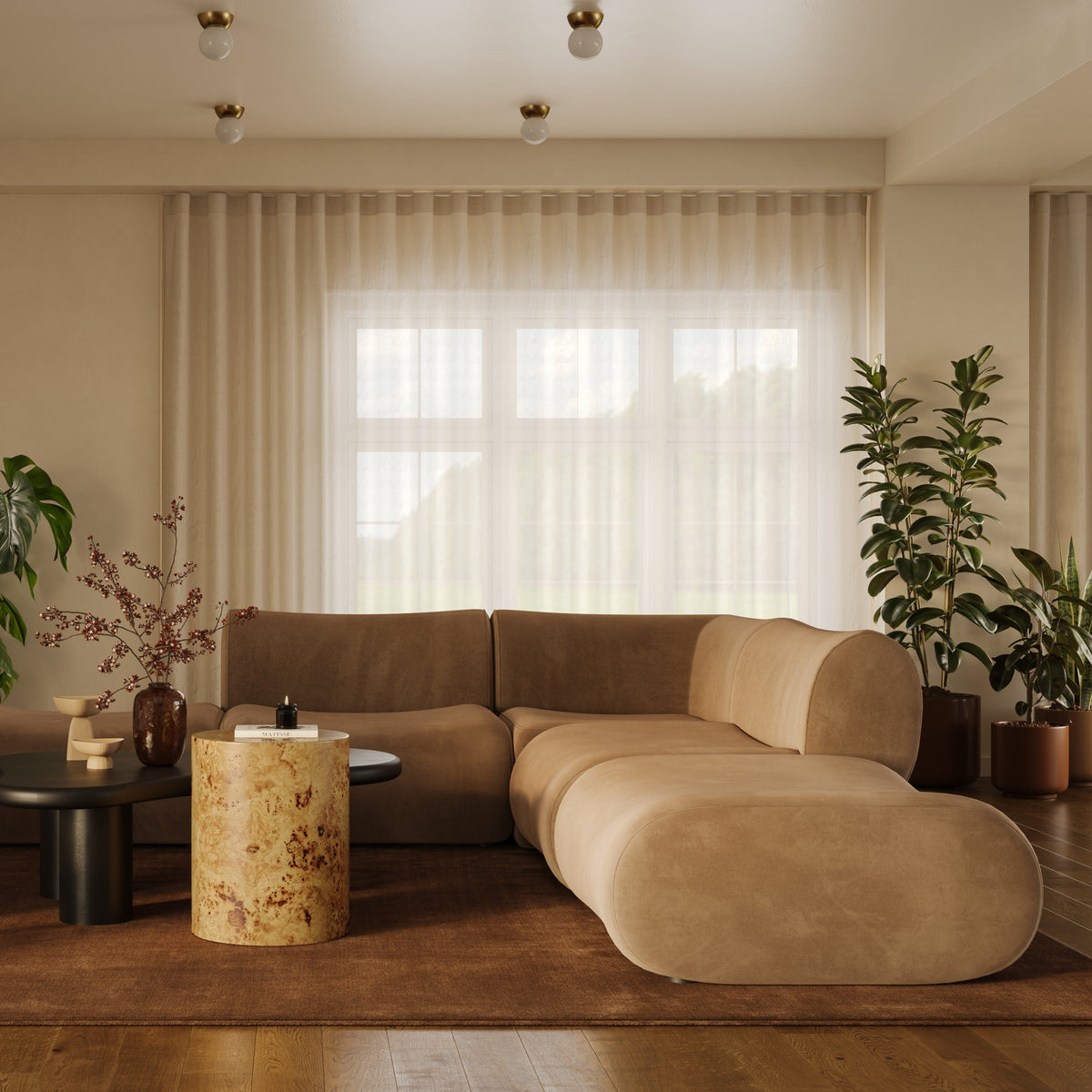Zenith Latte Brown Performance Velvet Ottoman - Image 2