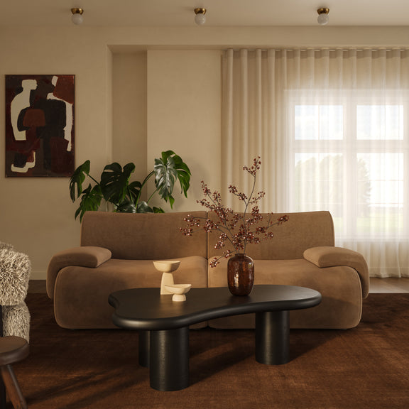 Zenith 80" Latte Brown Performance Velvet Modular Loveseat - Image 2