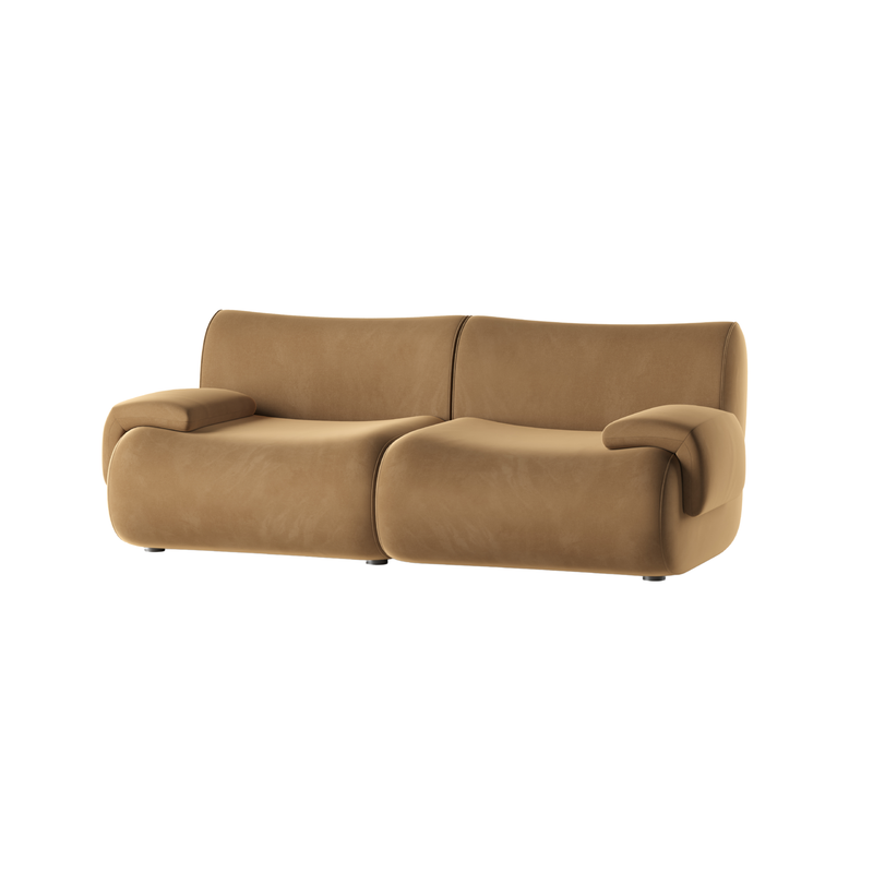 Zenith 80" Latte Brown Performance Velvet Modular Loveseat - Image 3