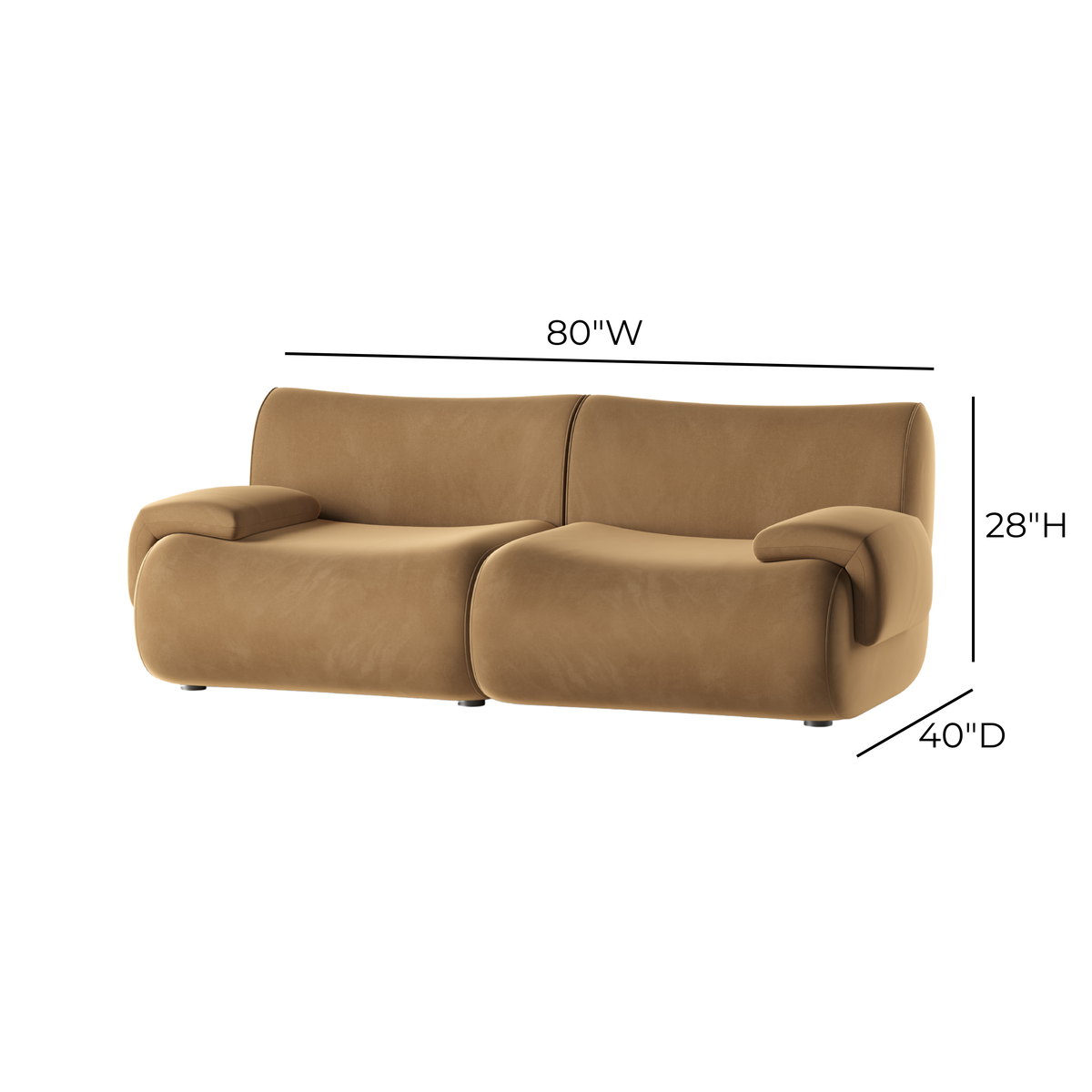 Zenith 80" Latte Brown Performance Velvet Modular Loveseat - Image 5