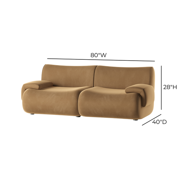 Zenith 80" Latte Brown Performance Velvet Modular Loveseat - Image 5