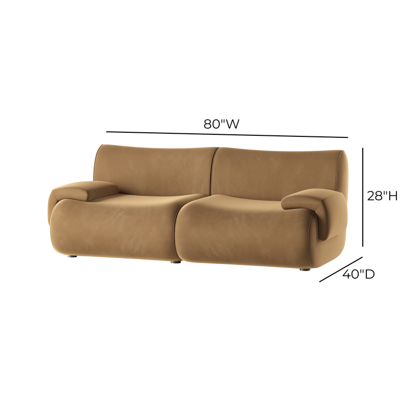 Zenith 80" Latte Brown Performance Velvet Modular Loveseat - Image 5