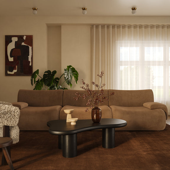 Zenith 116.5" Latte Brown Performance Velvet Modular Sofa - Image 2