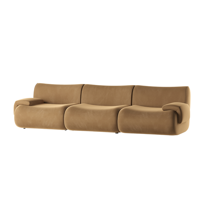 Zenith 116.5" Latte Brown Performance Velvet Modular Sofa - Image 3