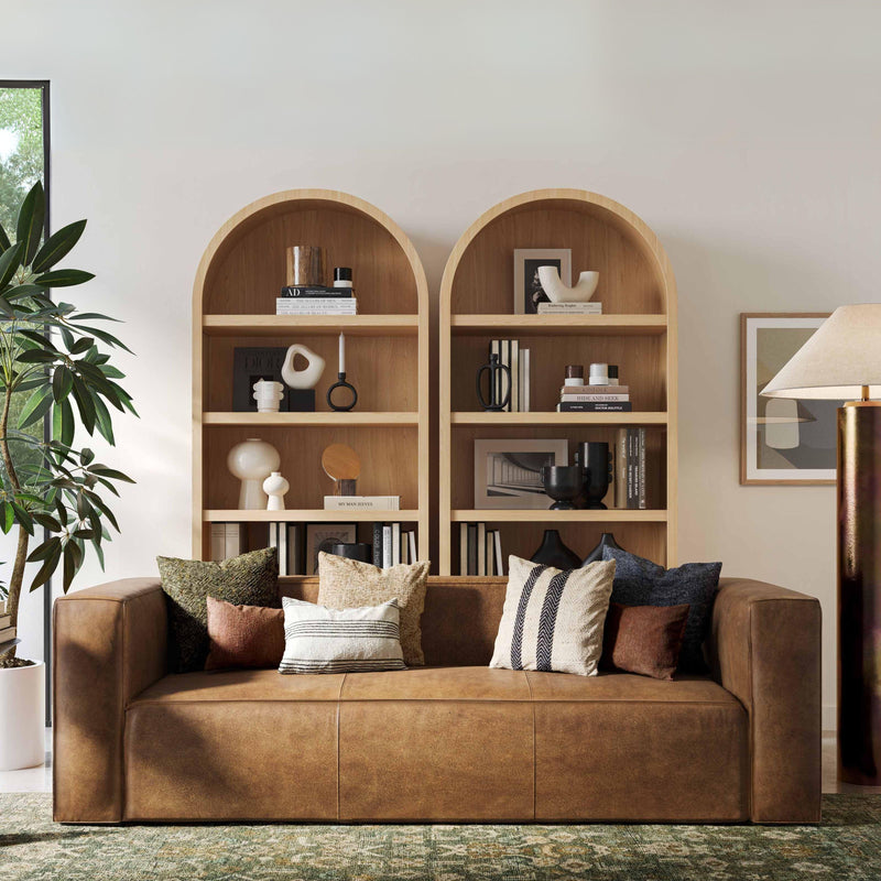 Aurora 90" Brown Leather Sofa - Image 2
