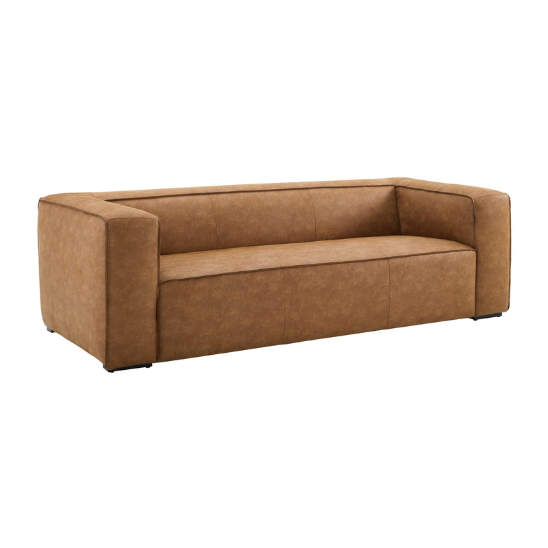 Aurora 90" Brown Leather Sofa - Image 3