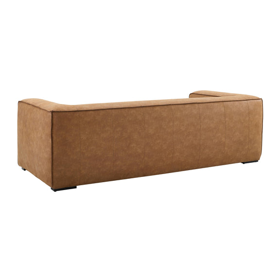 Aurora 90" Brown Leather Sofa - Image 4
