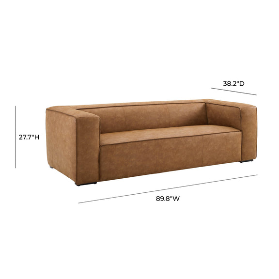 Aurora 90" Brown Leather Sofa - Image 6