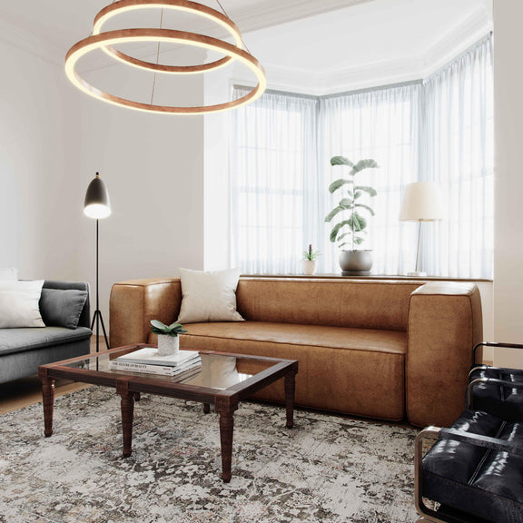 Aurora 90" Brown Leather Sofa - Image 7
