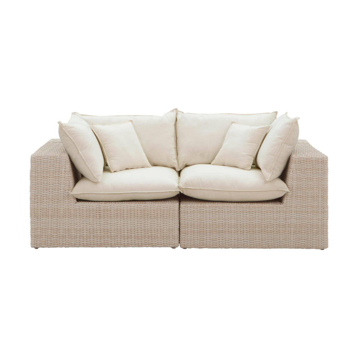 Cali 80" Natural Wicker Outdoor Modular Loveseat - Image 2