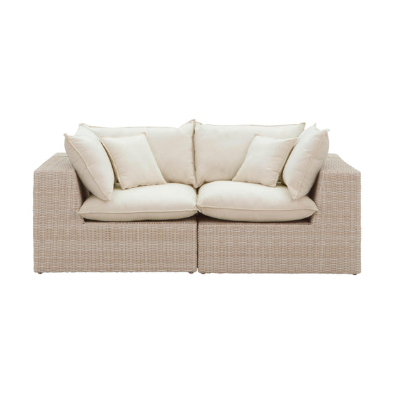 Cali 80" Natural Wicker Outdoor Modular Loveseat - Image 2