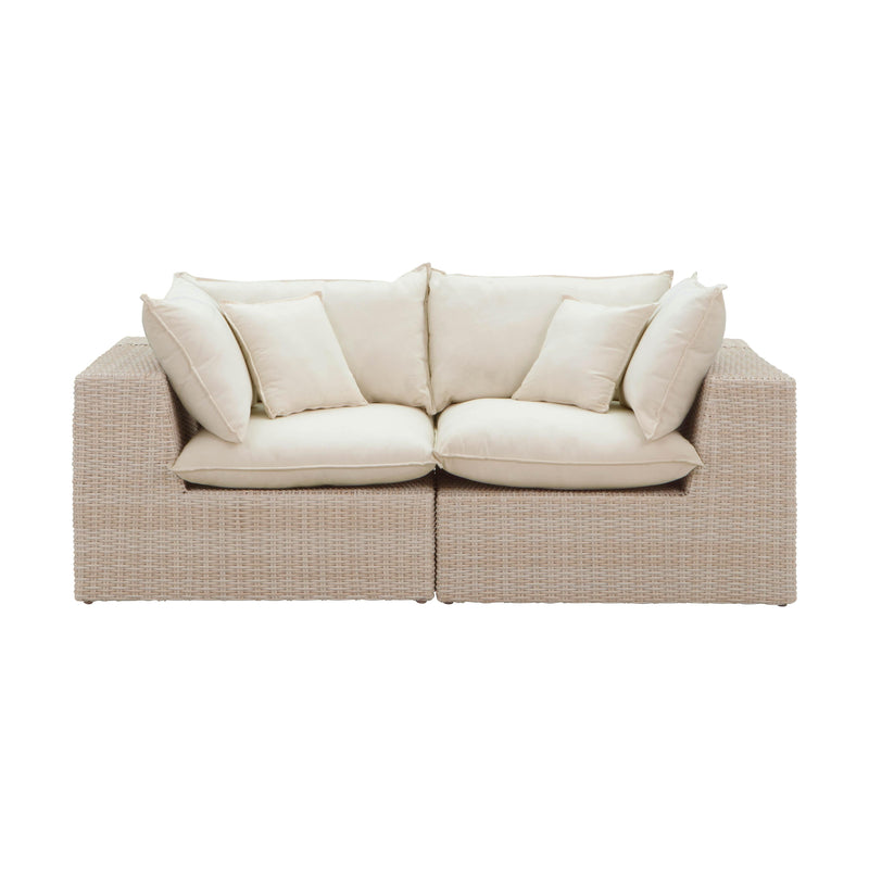 Cali 80" Natural Wicker Outdoor Modular Loveseat - Image 2