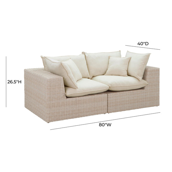 Cali 80" Natural Wicker Outdoor Modular Loveseat - Image 7
