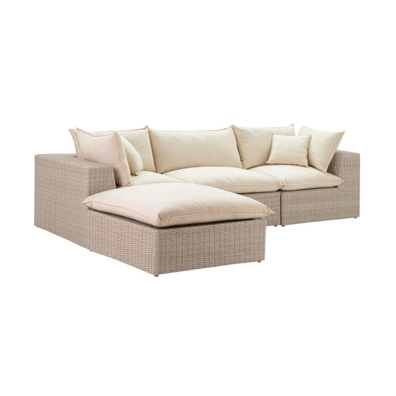 Cali 4 Piece Natural Wicker Outdoor Modular Sectional