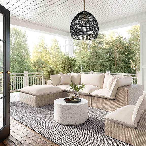 Cali 4 Piece Natural Wicker Outdoor Modular Sectional - Image 2
