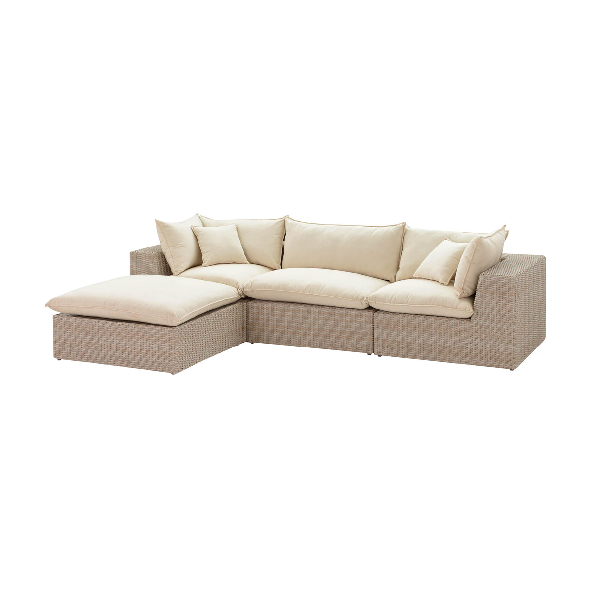 Cali 4 Piece Natural Wicker Outdoor Modular Sectional - Image 3