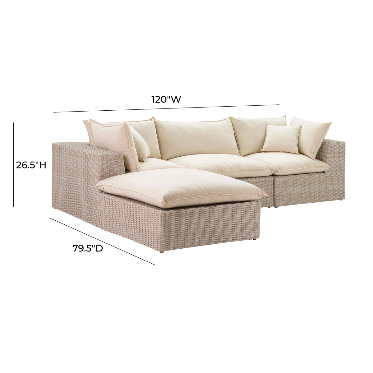 Cali 4 Piece Natural Wicker Outdoor Modular Sectional - Image 9
