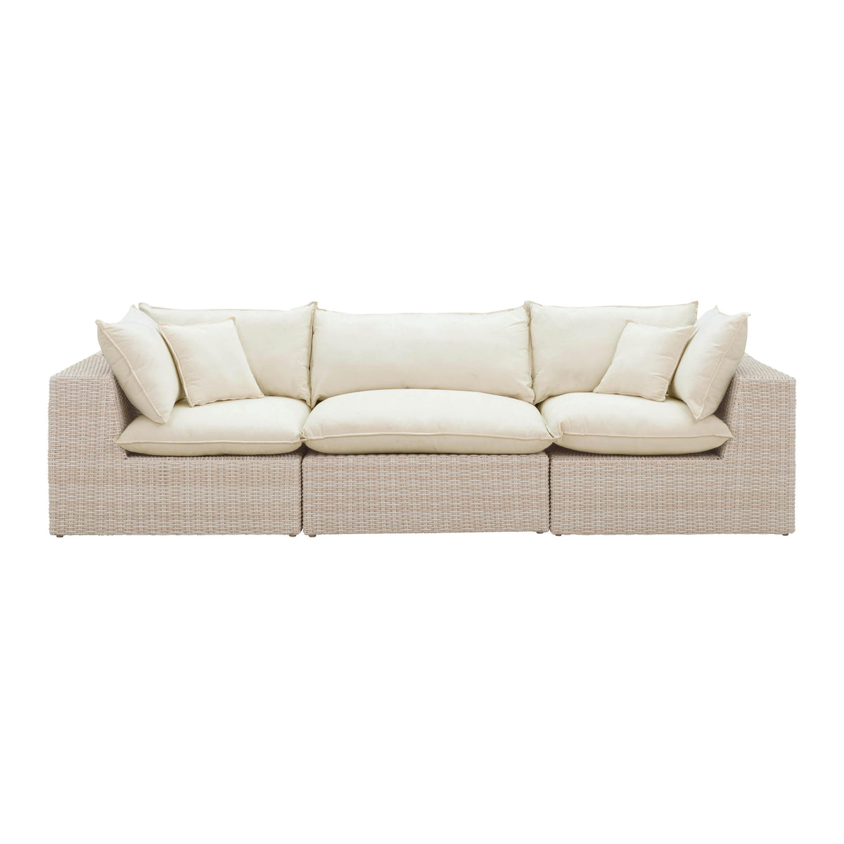 Cali 120" Natural Wicker Outdoor Modular Sofa - Image 3