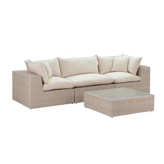 Cali 120" Natural Wicker Outdoor Modular Sofa - Image 4