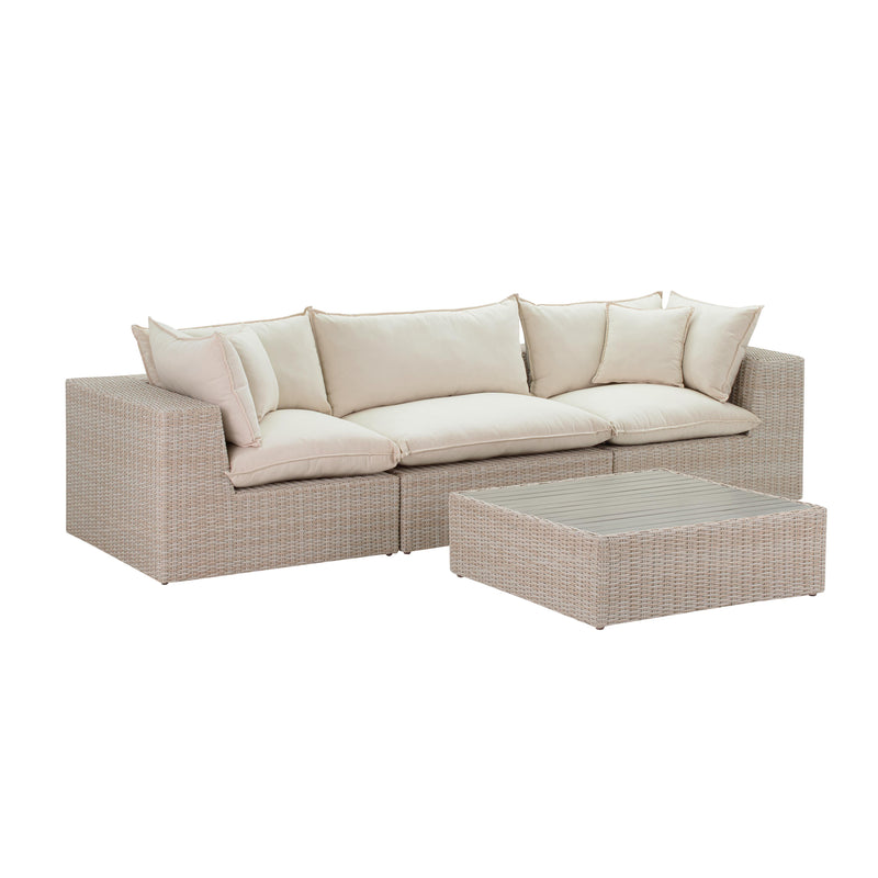 Cali 120" Natural Wicker Outdoor Modular Sofa - Image 4