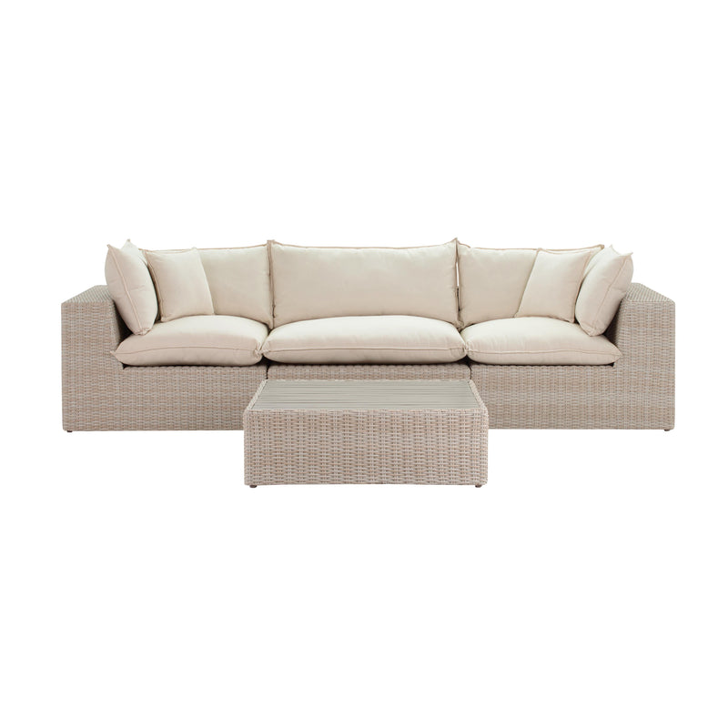 Cali 120" Natural Wicker Outdoor Modular Sofa - Image 5