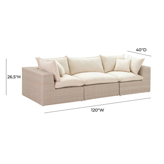 Cali 120" Natural Wicker Outdoor Modular Sofa - Image 9