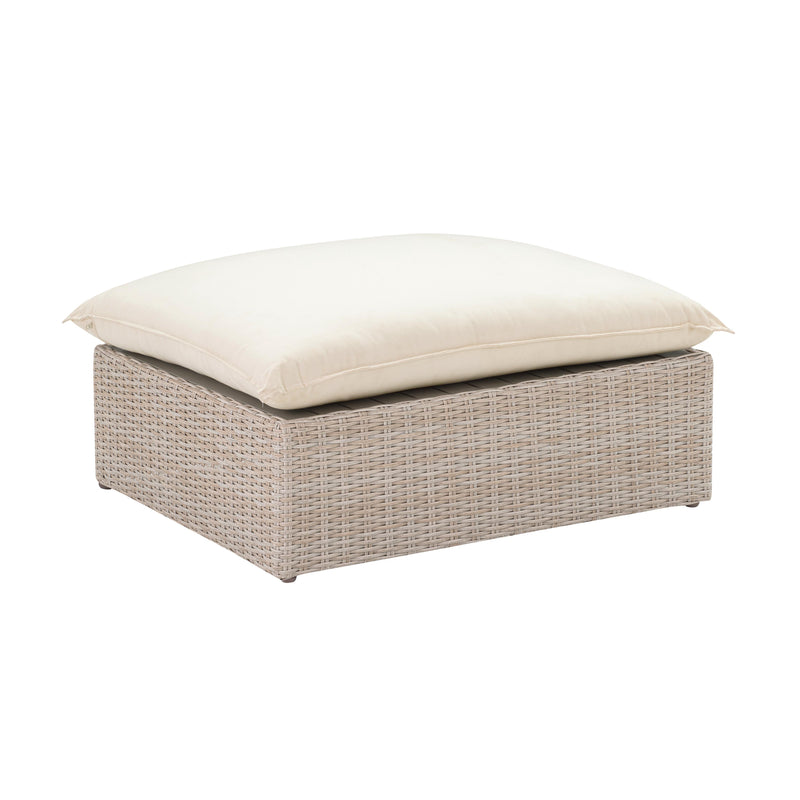 Cali 39" Natural Wicker Outdoor Ottoman / Coffee Table