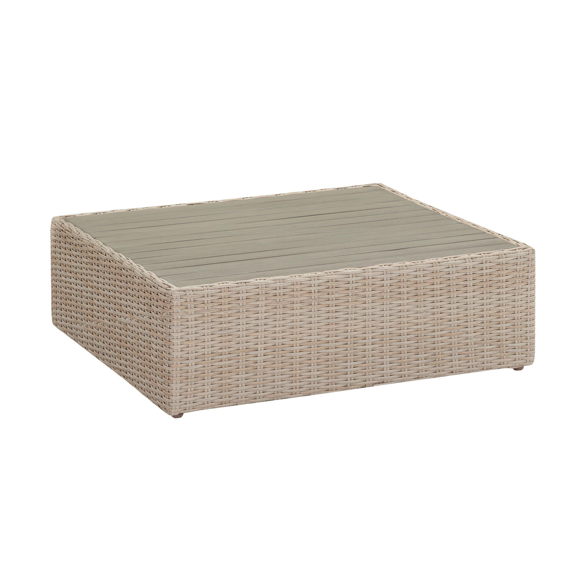 Cali 39" Natural Wicker Outdoor Ottoman / Coffee Table - Image 3