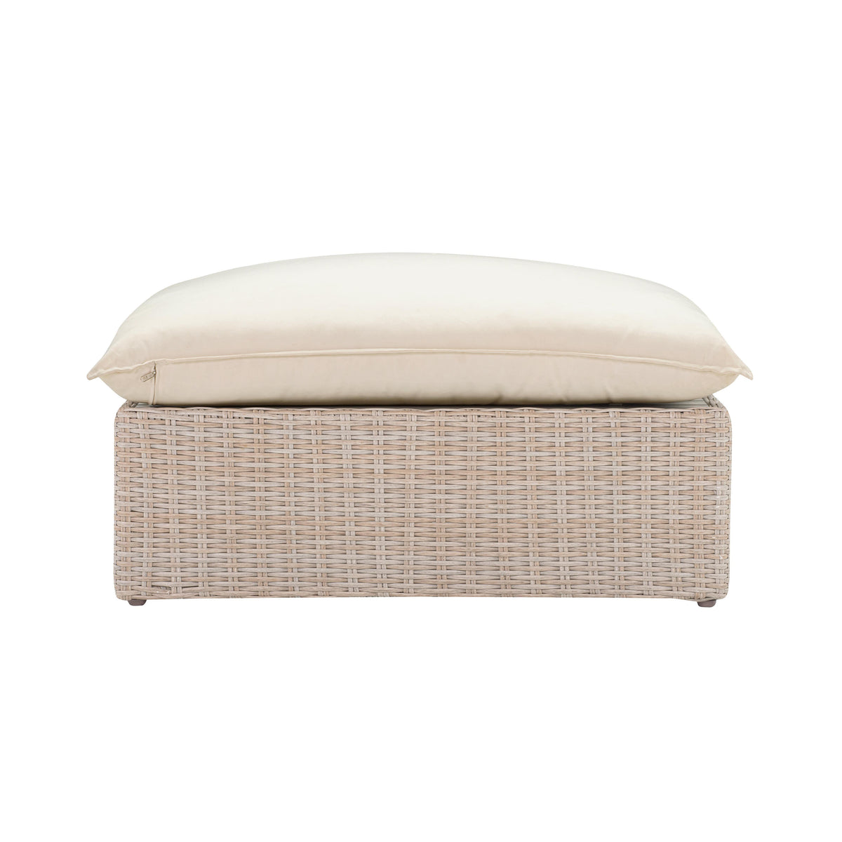 Cali 39" Natural Wicker Outdoor Ottoman / Coffee Table - Image 4