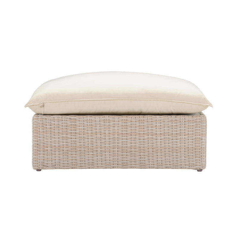 Cali 39" Natural Wicker Outdoor Ottoman / Coffee Table - Image 4