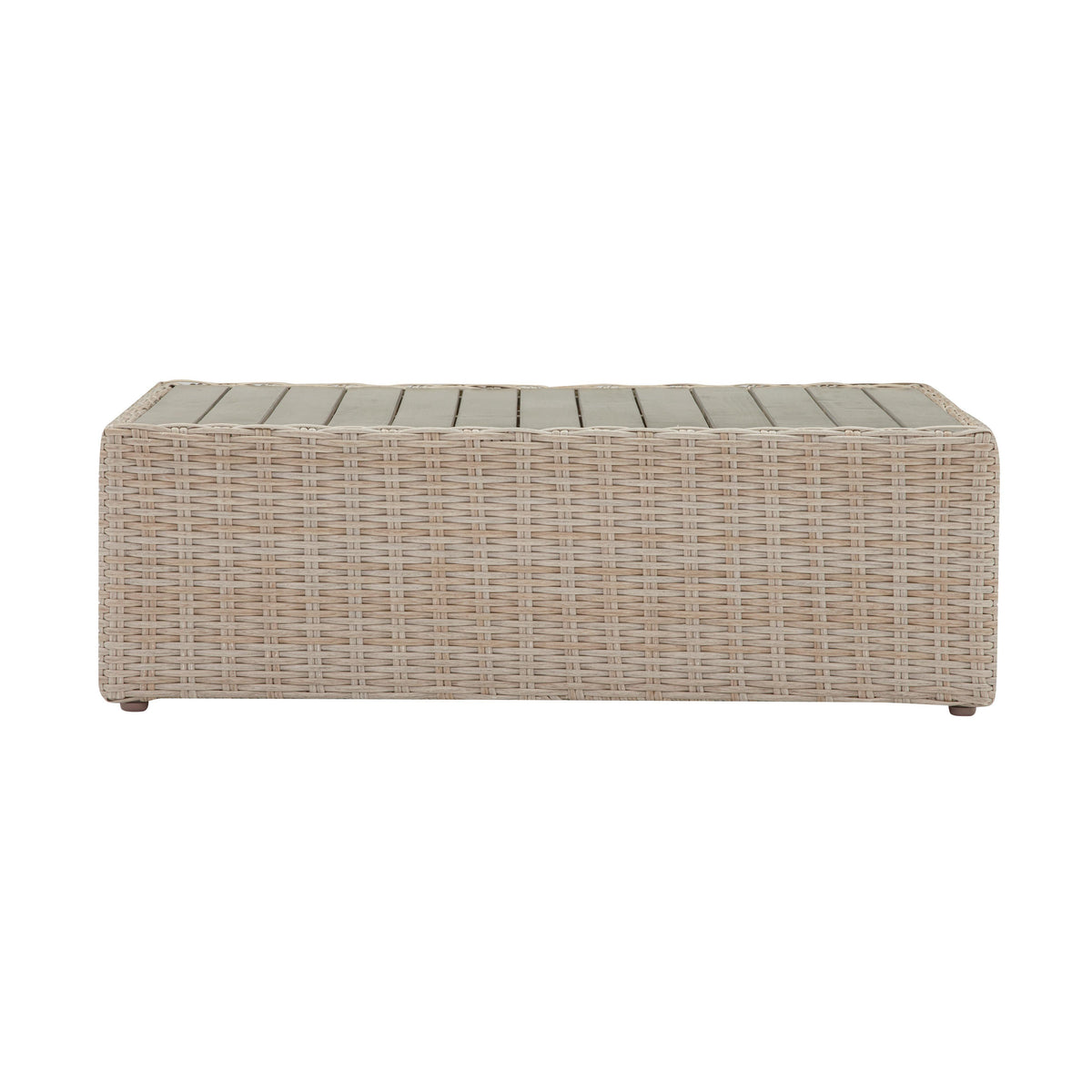 Cali 39" Natural Wicker Outdoor Ottoman / Coffee Table - Image 5