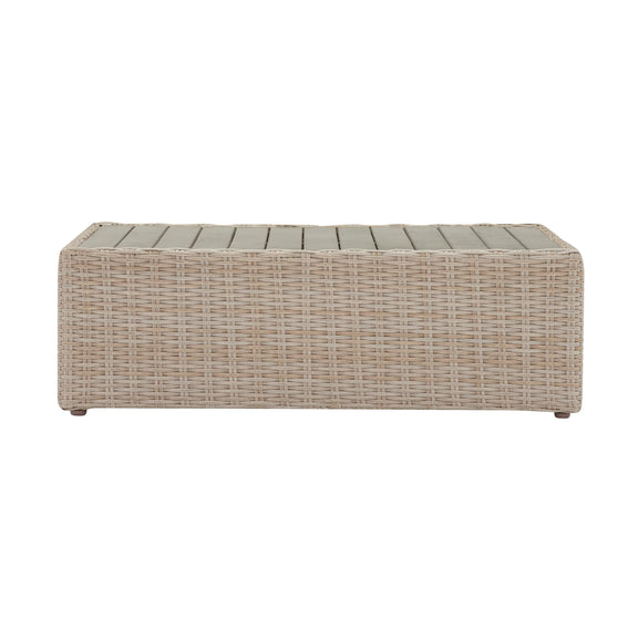 Cali 39" Natural Wicker Outdoor Ottoman / Coffee Table - Image 5