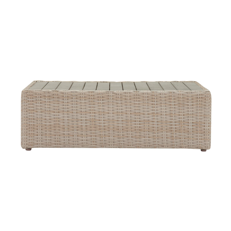 Cali 39" Natural Wicker Outdoor Ottoman / Coffee Table - Image 5