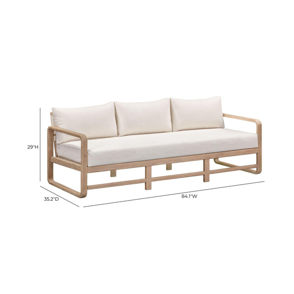 Palata 84" Cream Performance Fabric Outdoor Sofa - Image 8