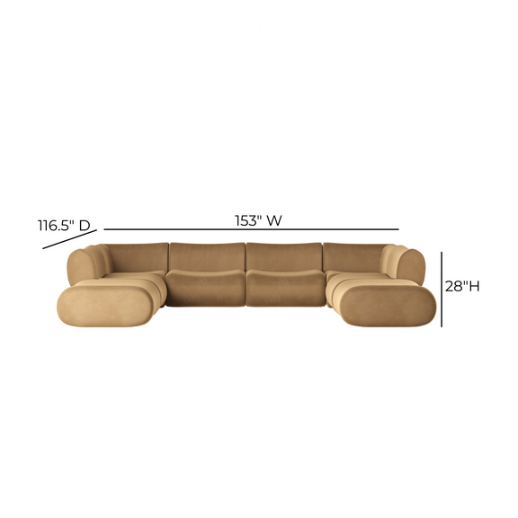 Zenith 8 Piece Latte Brown Performance Velvet Modular U Sectional - Image 5