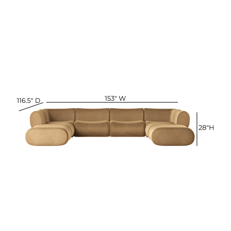 Zenith 8 Piece Latte Brown Performance Velvet Modular U Sectional - Image 5