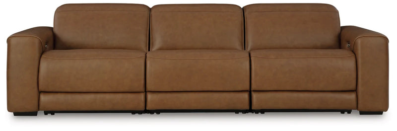 Rally-Up Caramel Leather Power Reclining Sectional