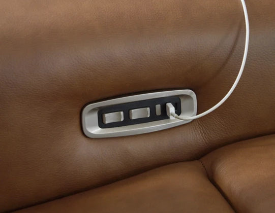 Rally-Up Caramel Leather Power Reclining Sectional