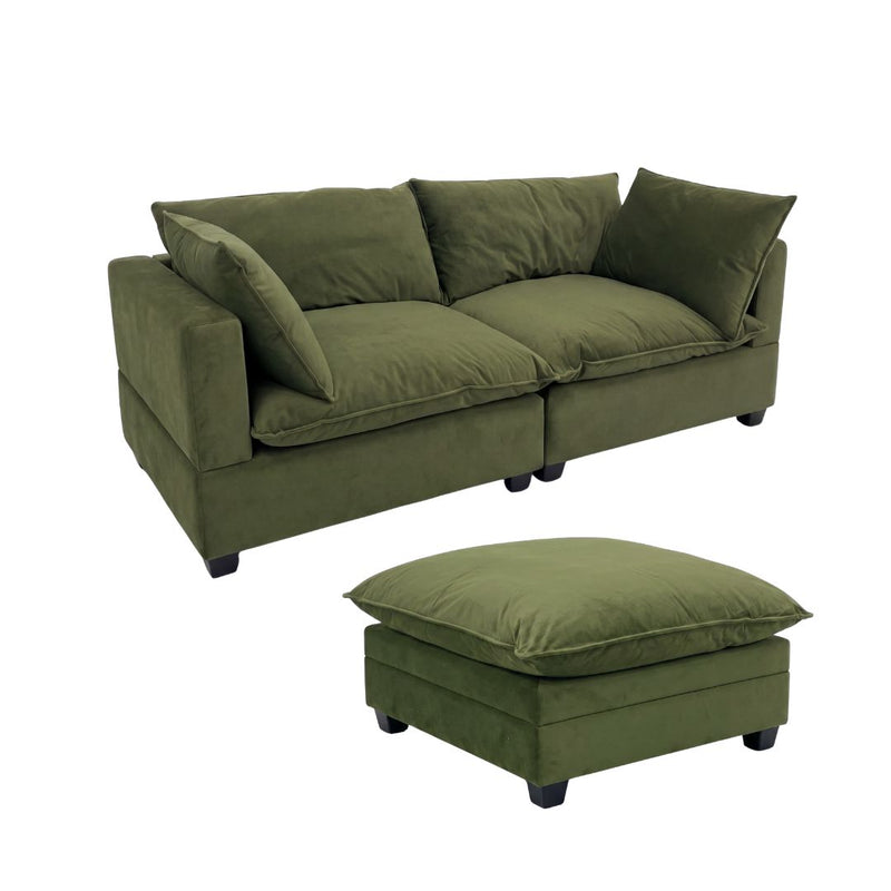 Olive Green Velvet Cloud Sova Sectional