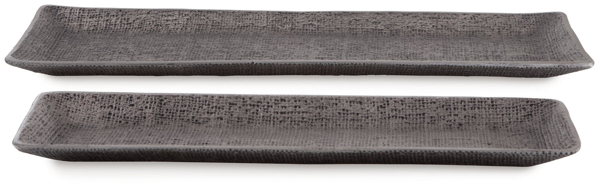Garekton - Tray Set (Set of 2) - Pewter Finish