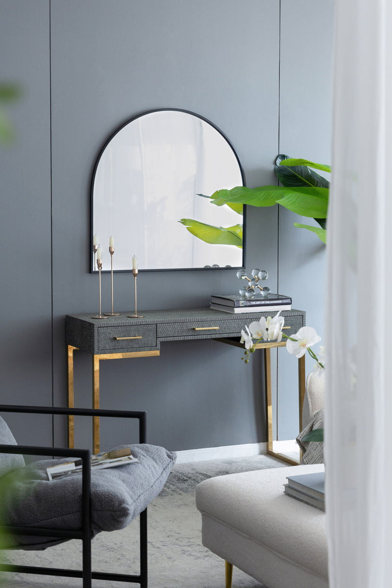 Arched Mirror With Metal Frame, Wall Mirror For Living Room Bedroom Entryway