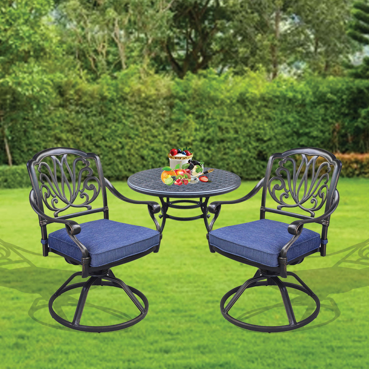 Patio Outdoor Aluminum Dining Swivel Rocker Chairs With Cushion (Set of 2)