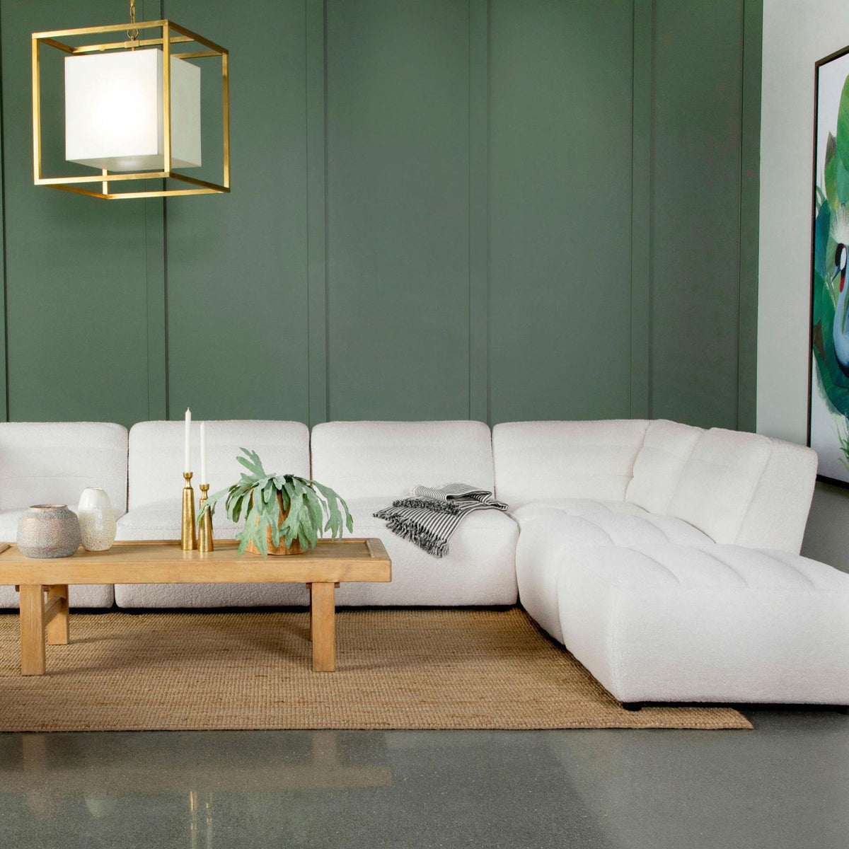 Sunny 6-piece Upholstered Modular Sectional Sofa Natural