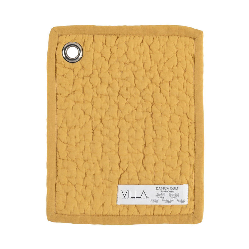 Danica sham panel in yellow with circular grommet and brand label