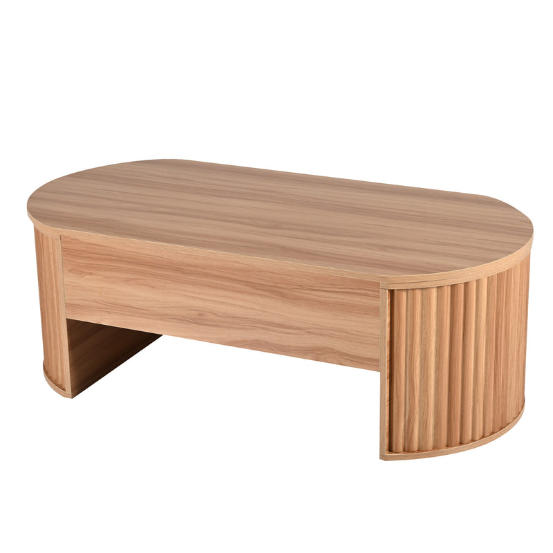 Lift-Top Coffee Table with Hidden Storage LED Brown 47.2-inch