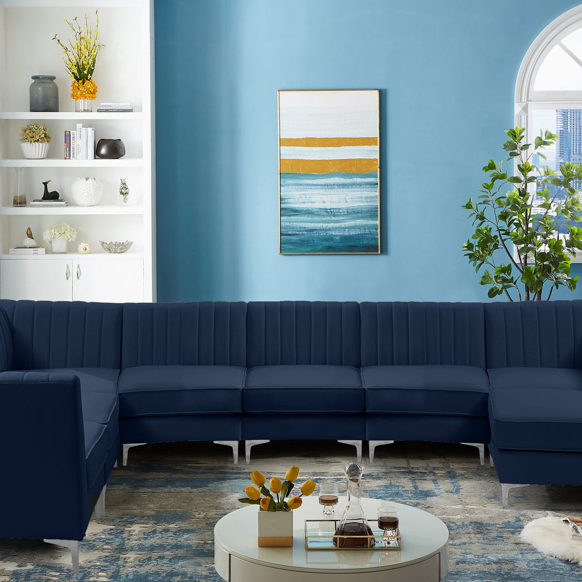 Alina - 8 Piece Velvet Modular Sectional