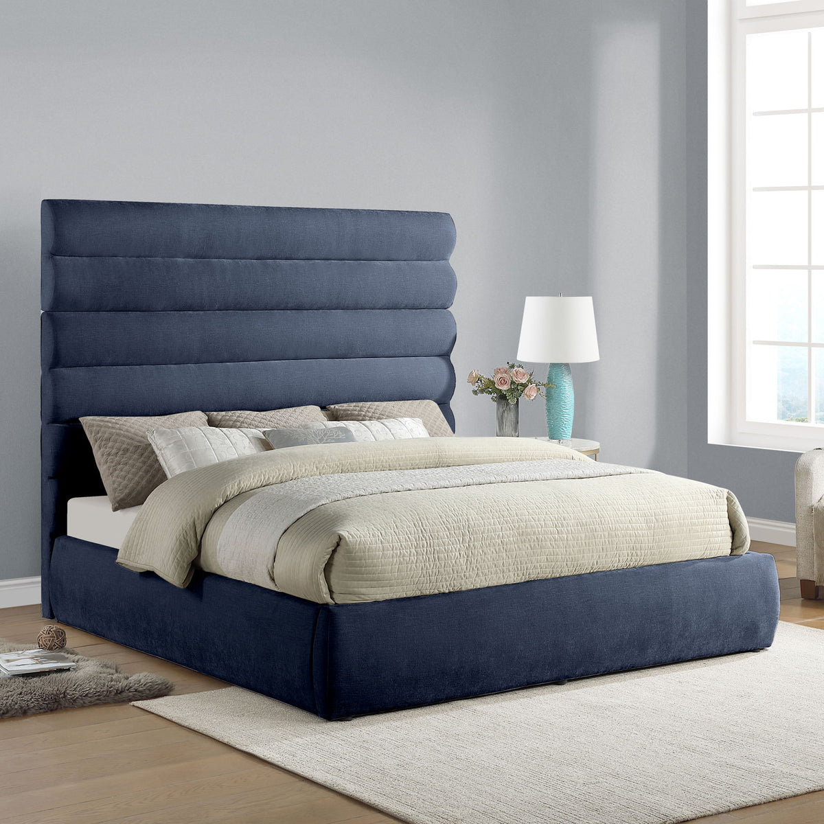 Adam - Chenille Fabric Bed With 70.5" Headboard