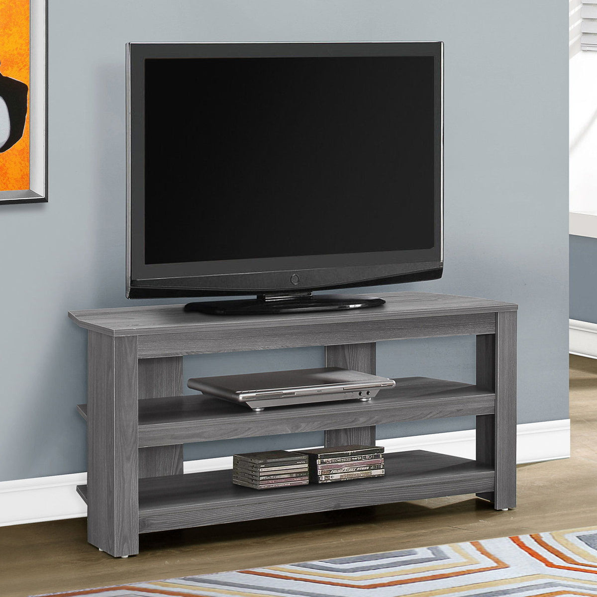 TV Stand, Console, Media Entertainment Center, 3 Storage Shelves